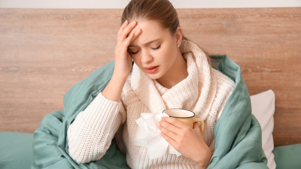 a woman feeling unwell